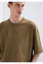 Silicone Logo Printed Green Basic T-Shirt Oversize / Wide Cut 0613188-71564 - 4