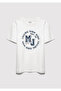 Mj Logo Printed Ecru T-Shirt Loose Fit / Comfortable Loose Cut 6610395-70057 - 2