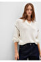 Linen Blend Sleeve Detailed Beige Knitwear Polo 1710834-91338 - 3