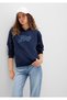 Logo Printed Hooded Navy Blue Sweatshirt 1S10420-82318