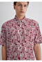 Printed Burgundy Shirt Loose Fit / Relaxed Fit 0211536-89926 - 5
