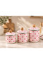 Enamel 3-Piece Spice Jar Set (13, 15, 17 cm) – Love Series, with Wooden Lid - 4