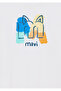 Logo Cat Printed Ecru T-Shirt Loose Fit / Loose Relaxed Cut 7610339 -70057 - 5