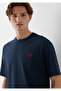 Seal Logo Embroidered Navy Blue T-Shirt Loose Fit / Loose Comfortable Cut 067074-33207