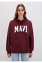 Logo Printed Hooded Claret Red Sweatshirt1600361-85493 - 4