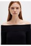 Low Shoulder Detailed Black Sweater Fitted / Fitted Cut 1710391 -900 - 5