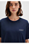 Logo Printed Navy Blue T-Shirt Loose Fit / Loose Relaxed Fit1611309-70490 - 5