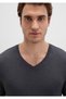 Stretch V-Neck Grey Basic T-Shirt Fitted / Body-Fitted Cutout 061748 -24398 - 6