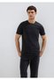 Stretch Black Basic T-Shirt Fitted / Body Fitted Cutout 061747 -900 - 2
