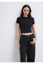 Black Basic T-Shirt Crop / Short Cut 1600814 -900