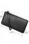 Genuine Leather Multi-Compartment Zippered Unisex Wallet with Wrist Strap Black - 3