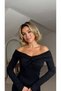 Boat Neck Long Length Long Sleeve Bodycon Special Occasion Stylish Women's Dress - 5