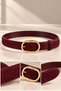 Mira Genuine Suede Leather Burgundy Gold Buckle Women's Belt - 5