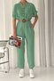 Women's Ayrobin Overalls with Buttoned Straw Belt Nbtg2000 - 4
