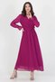 Women's New Season Lined Double Breasted Collar Long Chiffon Dress Nb003 - 6