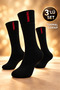 Women's and Men's Winter Thermal Towel Socks Set of 3 (Black)