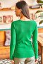 Women's Grass Green Collar Lace V-Neck Camisole Knitted Blouse BLZ-19001713 - 2