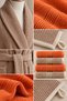 Eldy 8 Piece Striped Bathrobe Family Set 100% Cotton Certified Bathrobe Set Dowry Set -Orange Beige - 7