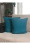 Double Sided Decorative Throw Pillow Cover Petrol Blue 2-Piece - 2