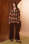 Women's Diamond Patterned Full-Length Zippered 2-Piece Knitwear Hijab Set 8444 - 5