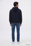 Relaxed Fit Navy Blue Embroidered 3 Thread Hooded Sweatshirt - 2