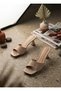 Women's Lena Beige Classic Thin Heel Slippers - 6