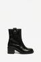 Women's Black Matte Patent Leather Round Toe Metal Pin Detailed Non-Zipper Pull-On Boots - Comfortable Non-Slip Thermo Sole - 3