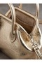 Gold Shiny Textured Women's Handbag and Crossbody Bag - - 4