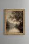 Tree on the Shore of the Foggy Lake - Vintage Patterned Painting - Fine Model