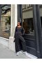 Women's Black Crew Neck Elastic Cuff Blouse and Pants Two-Piece Set