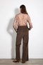 Wide Leg Corduroy Trousers - Brown - 8