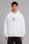 Colorful Spider Design Front Printed Oversize White Hooded Sweatshirt