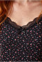 Women's Cotton Basic Floral Patterned Lace Detailed Thin Strap V-Neck Undershirt - 3