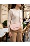 Soft Pink Soft Leather Gold Detailed Single Compartment Women's Shoulder Bag 23X15 cm -