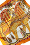 Yellow Beige Double Sided Printed Shawl Patterned Silk Crepe Women's Foulard Scarf 100X100 cm Large Size Shoulder Be - 3