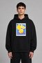 Citrus Design Pre-Printed Oversize Black Hooded Sweatshirt