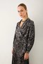Shawl Collar Wrap Cut Baroque Patterned Blouse - Gray - 6