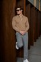 Men's Polo Collar Half-Zipper Dark Brown Sweater - 4