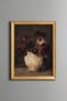 Burgundy and Cream Roses in a Ceramic Vase - Vintage Patterned Painting - Fine Model