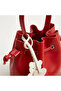 Red Mini Bucket Bag – with Teddy Bear Accessory, Long Strap - - 4