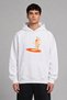 Dancing Couple on Record Design Pre-Printed Oversize White Hooded Sweatshirt
