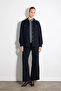 Belted Canvas Shirt Jacket - Navy Blue - 3