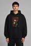 Blindfolded Horse Carpet Design Pre-Printed Oversize Black Hooded Sweatshirt
