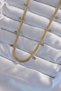 316l Steel - Gold Colored Baguette Stone Detailed Italian Chain Necklace