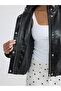 Two Mt Shop Quality Xside Black Stand Collar Women's Leather Look Coat - 5