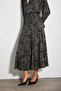 Shawl Patterned Segmented Long Skirt - Black - 2