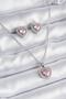 316L Steel Chain Silver Color Pink Zircon Stone Heart Model Women's Necklace Earring Set -