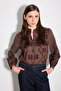 Hakim Collar Embroidered Shirt - Brown
