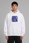 Bad Eyes Design Pre-Printed Oversize White Hooded Sweatshirt