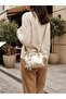 Gold Shiny Textured Women's Handbag and Crossbody Bag - - 3